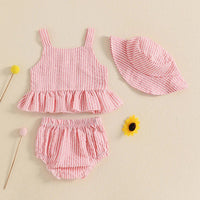 Striped Button Peplum Set - The Ollie Bee