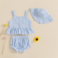 Striped Button Peplum Set - The Ollie Bee