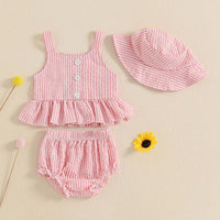 Striped Button Peplum Set - The Ollie Bee