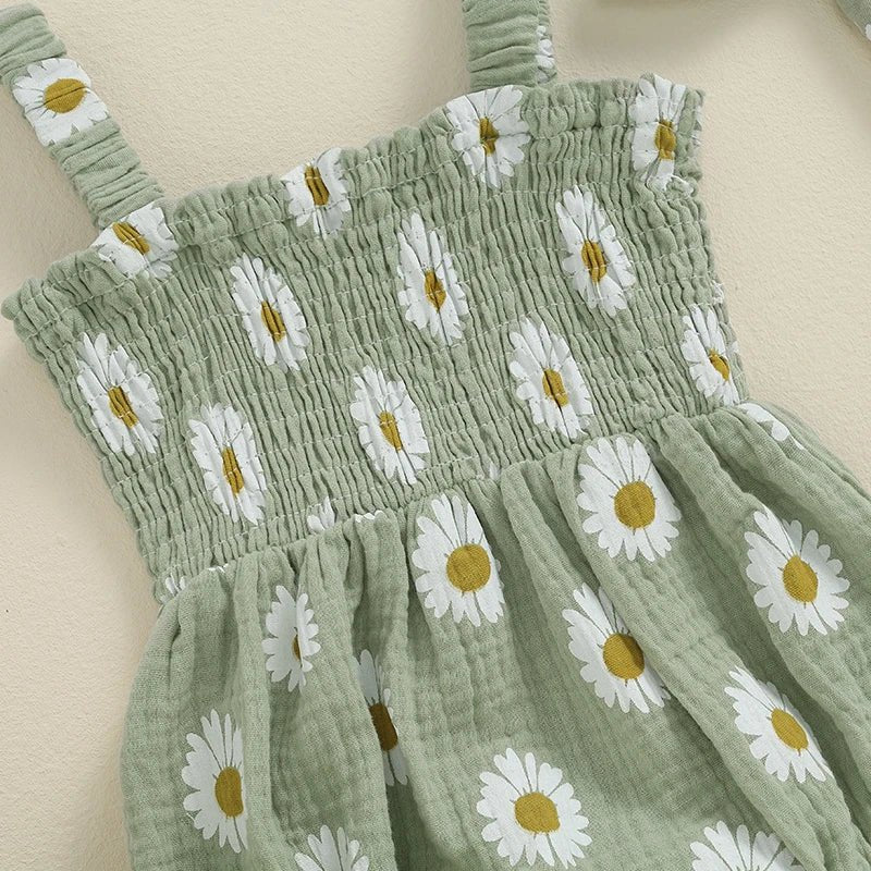 Sunflower Smocked Onesie & Bow - The Ollie Bee