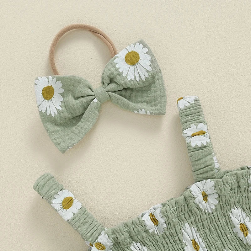 Sunflower Smocked Onesie & Bow - The Ollie Bee