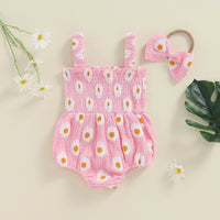 Sunflower Smocked Onesie & Bow - The Ollie Bee