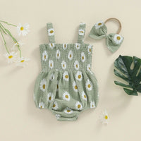 Sunflower Smocked Onesie & Bow - The Ollie Bee