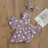 Sunset Floral Onesie Dress & Headband - The Ollie Bee