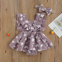 Sunset Floral Onesie Dress & Headband - The Ollie Bee