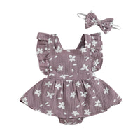 Sunset Floral Onesie Dress & Headband - The Ollie Bee