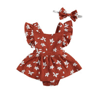 Sunset Floral Onesie Dress & Headband - The Ollie Bee