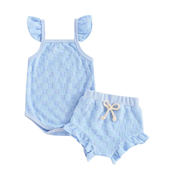Terrycloth Checkerboard Onesie Outfit - The Ollie Bee