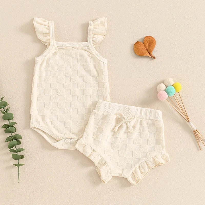 Terrycloth Checkerboard Onesie Outfit - The Ollie Bee