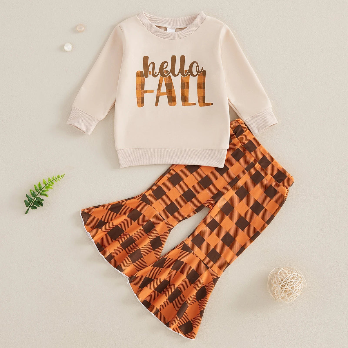 Thanksgiving Plaid Flare Pant Set - The Ollie Bee