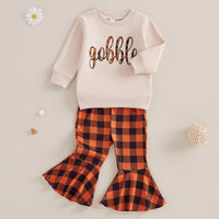 Thanksgiving Plaid Flare Pant Set - The Ollie Bee