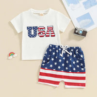USA Chenille Tee and Shorts Set - The Ollie Bee