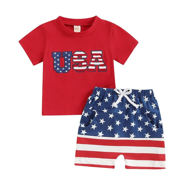 USA Chenille Tee and Shorts Set - The Ollie Bee