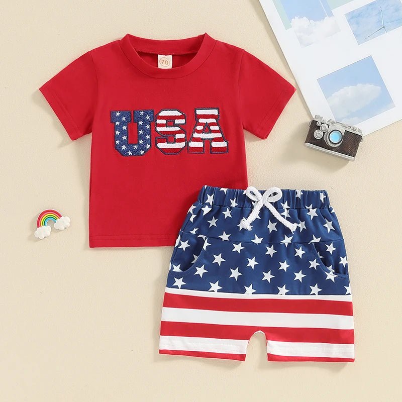 USA Chenille Tee and Shorts Set - The Ollie Bee