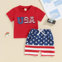 USA Chenille Tee and Shorts Set - The Ollie Bee
