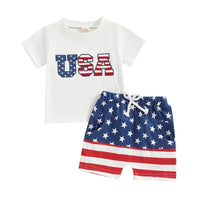 USA Chenille Tee and Shorts Set - The Ollie Bee