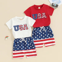 USA Chenille Tee and Shorts Set - The Ollie Bee