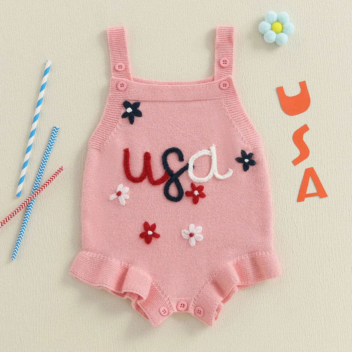 USA Knit Romper - The Ollie Bee