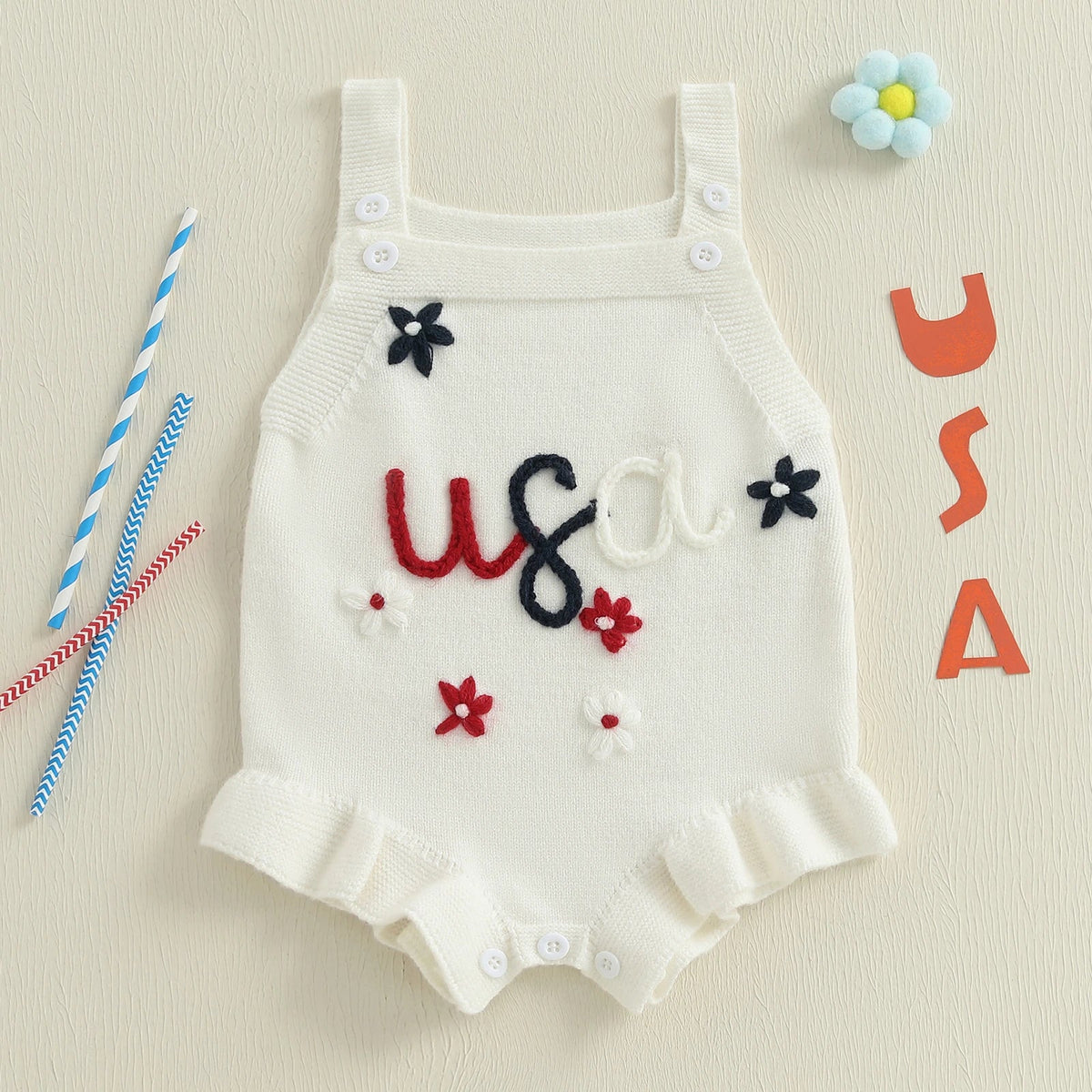 USA Knit Romper - The Ollie Bee
