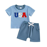 USA Striped Tee Set - The Ollie Bee