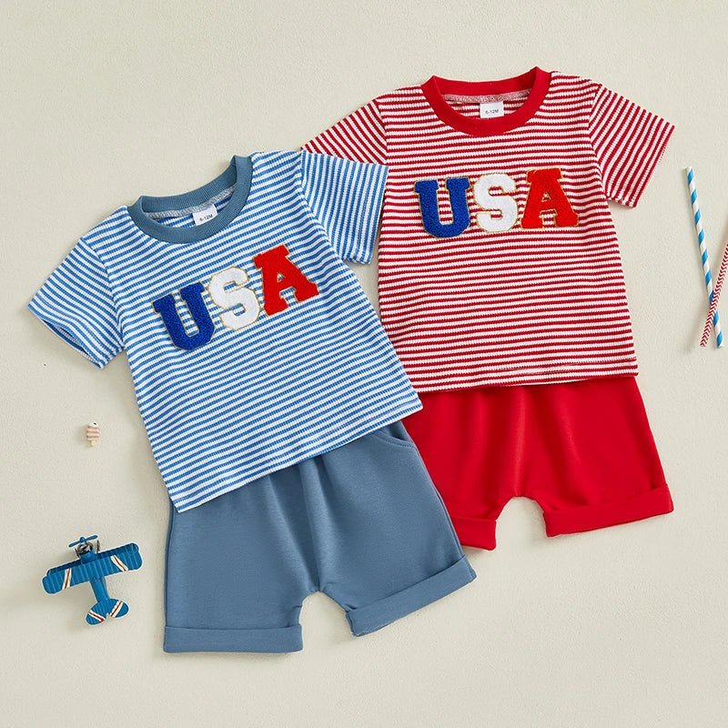 USA Striped Tee Set - The Ollie Bee