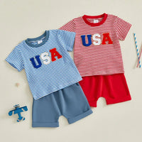 USA Striped Tee Set - The Ollie Bee