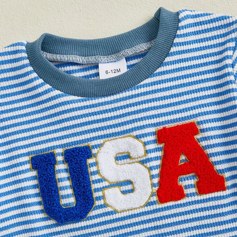 USA Striped Tee Set - The Ollie Bee