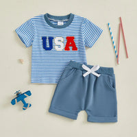 USA Striped Tee Set - The Ollie Bee