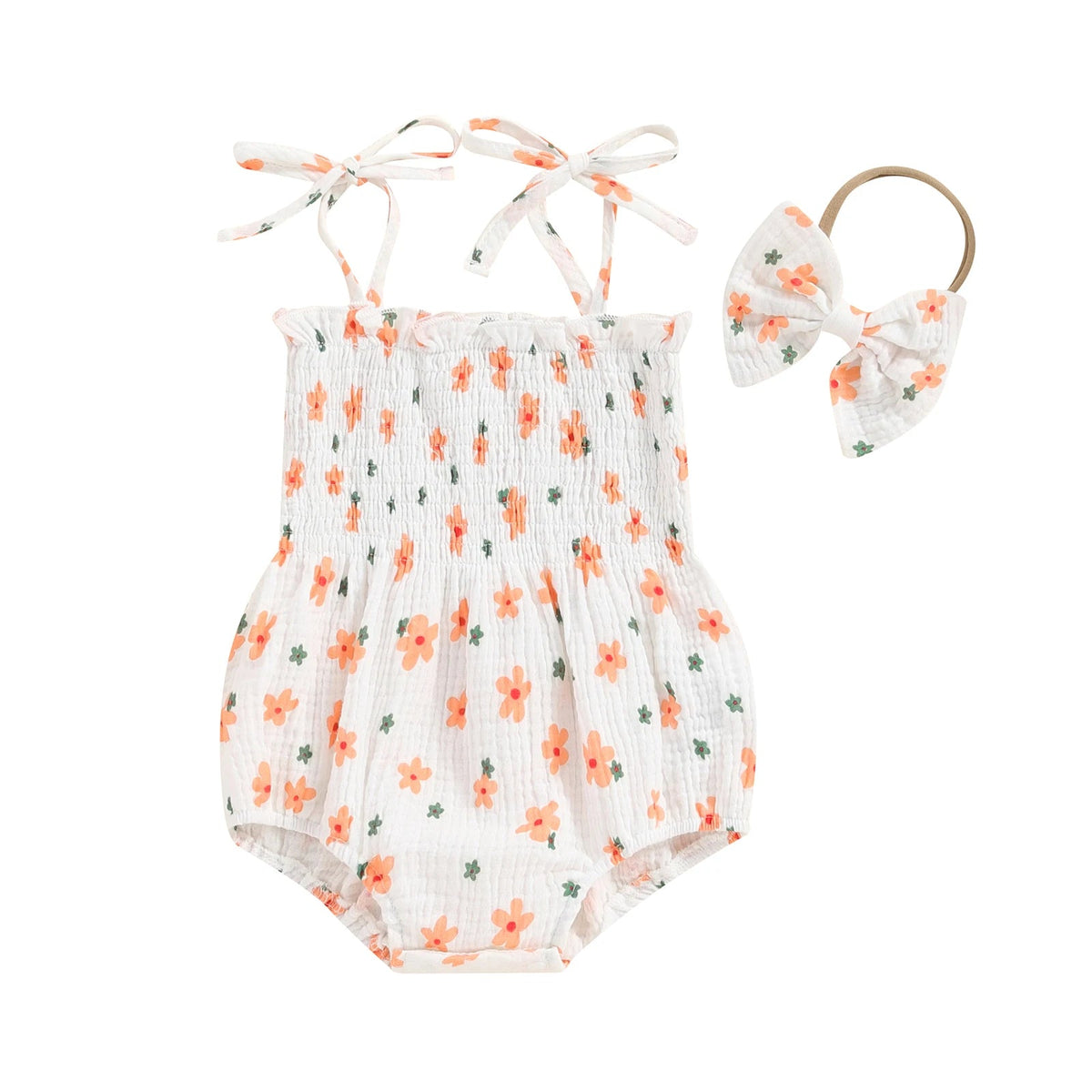 White & Florals Onesie Set - The Ollie Bee