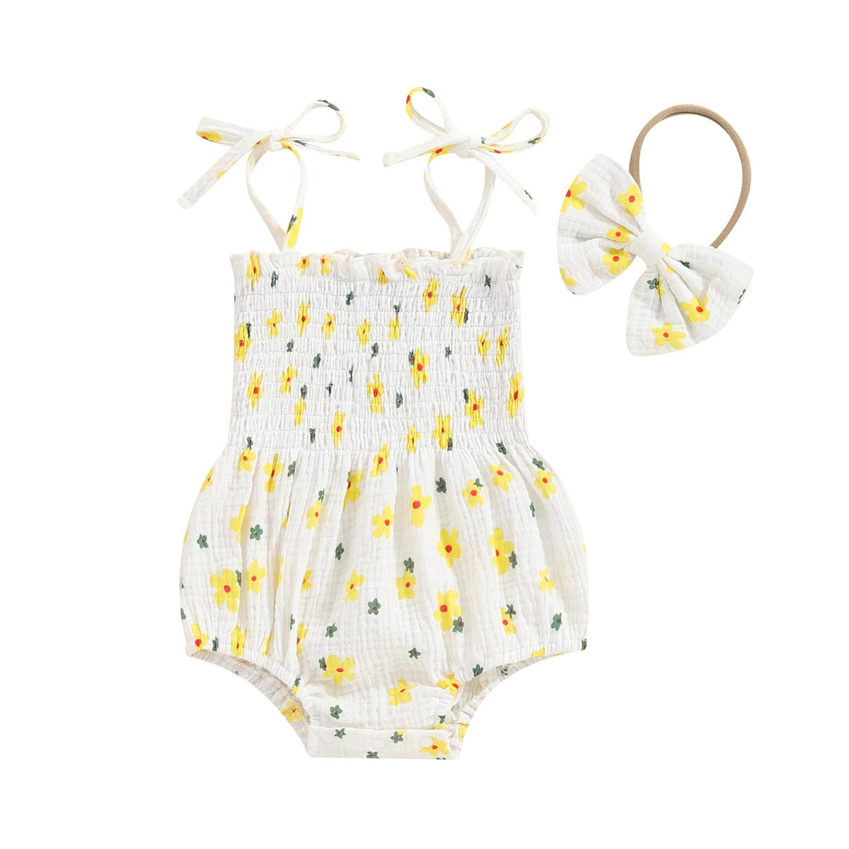 White & Florals Onesie Set - The Ollie Bee