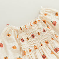 Bubble Sleeve Ruched Pumpkin Onesie - The Ollie Bee