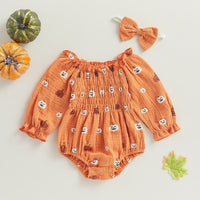 Bubble Sleeve Ruched Pumpkin Onesie - The Ollie Bee