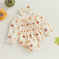 Bubble Sleeve Ruched Pumpkin Onesie - The Ollie Bee