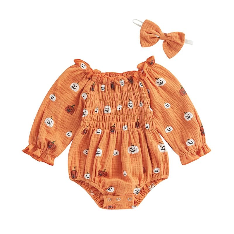 Bubble Sleeve Ruched Pumpkin Onesie - The Ollie Bee