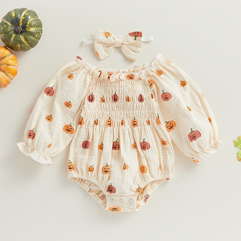 Bubble Sleeve Ruched Pumpkin Onesie - The Ollie Bee