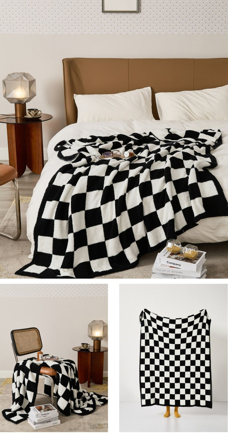 Checkerboard Blanket | Denim White