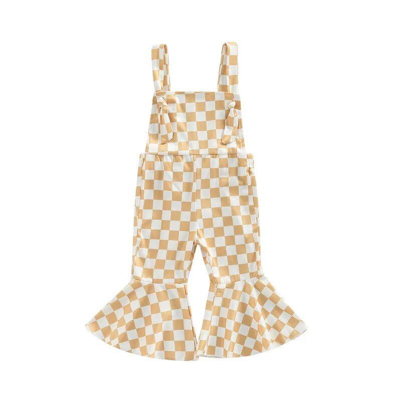 Checkerboard Flare Overalls - The Ollie Bee