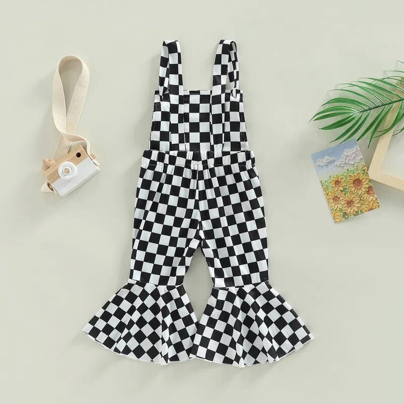 Checkerboard Flare Overalls - The Ollie Bee