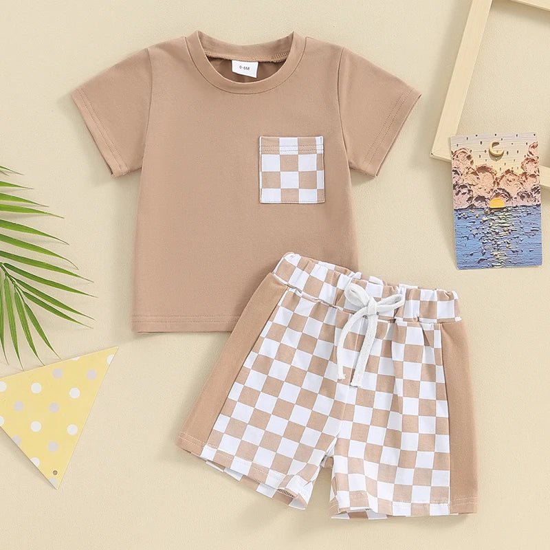 Checkerboard Pocket Tee Set - The Ollie Bee