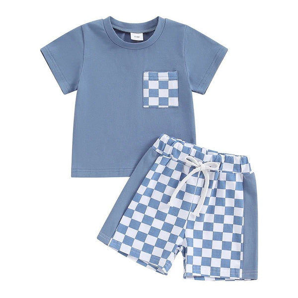 Checkerboard Pocket Tee Set - The Ollie Bee