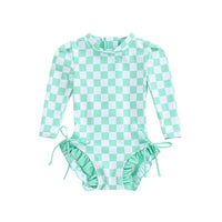 Checkerboard Ruffles Bathing Suit - The Ollie Bee