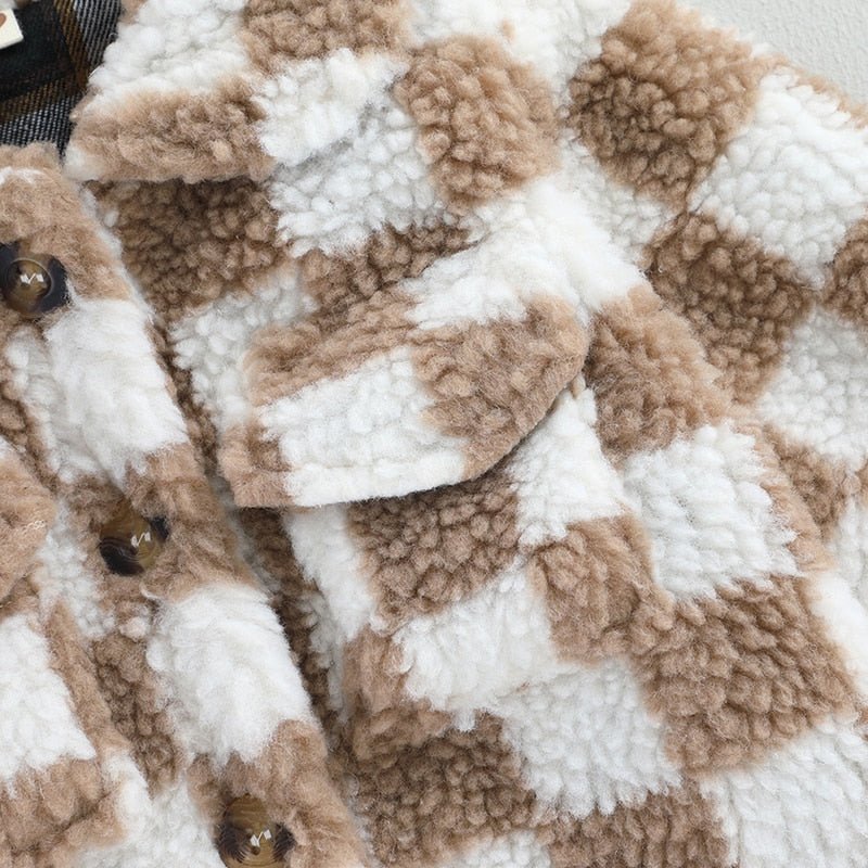 Checkerboard Sherpa Coat - The Ollie Bee