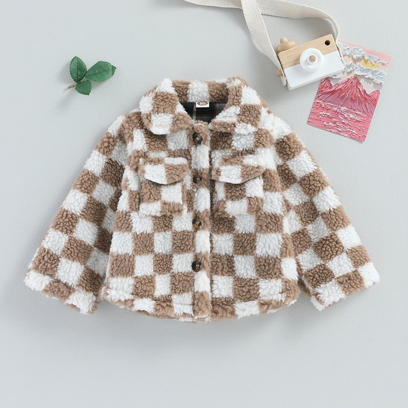 Checkerboard Sherpa Coat – The Ollie Bee