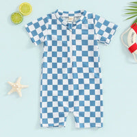 Checkerboard Swim Onesie - The Ollie Bee