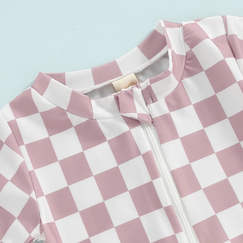 Checkerboard Swim Onesie - The Ollie Bee