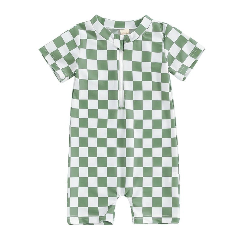 Checkerboard Swim Onesie - The Ollie Bee