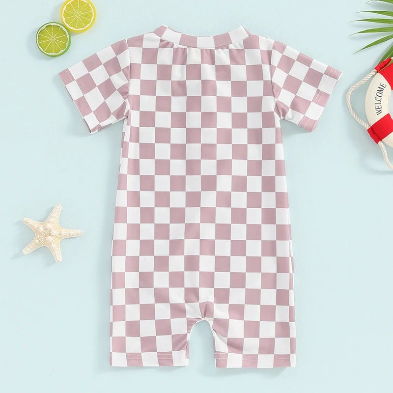 Checkerboard Swim Onesie - The Ollie Bee