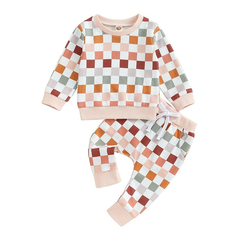 Checkerboard Waffle Sweatsuit - The Ollie Bee