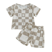 Checkerboard Waffle T-Shirt Set - The Ollie Bee