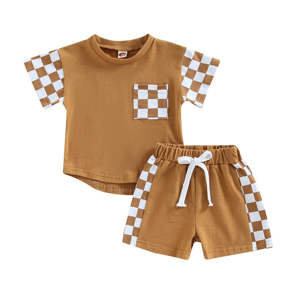 Checkered Pocket Tee Set - The Ollie Bee